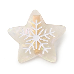 Linen Star with Snowflake Cellulose Acetate(Resin) Alligator Hair Clips, with Golden Iron Clips, for Women Girls, Linen, 48.5x51x11.5mm