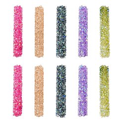 Mixed Color Glass Rhinestone Beads, For DIY Jewelry Craft Making, AB Color Plated, Tube, Mixed Color, 32~33x6mm, Hole: 0.8mm