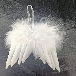 White Mini Doll Angel Wing Feather, with Polyester Rope, for DIY Moppet Makings Kids Photography Props Decorations Accessories, White, 120x100mm