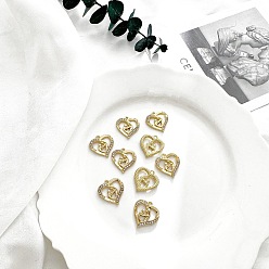 Сердце Подвески из золотисто-платинового сплава со стразами, сердце, 16x17 мм