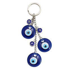 BE1242BU00 Evil Eye Keychain Colorful Beads Keychain Men Jewelry Craft Accessories