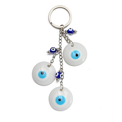 BE1242WH00 Evil Eye Keychain Colorful Beads Keychain Men Jewelry Craft Accessories