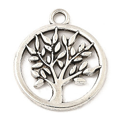 Antique Silver Tibetan Style Alloy Pendants, Tree of Life, Antique Silver, 20x17x1.2mm, Hole: 2mm, about 970pcs/1000g