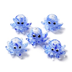 Bleu Bleuet Main cahoteuses chalumeau perles brins, pieuvre, bleuet, 15x25x4mm, Trou: 1.4mm