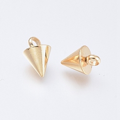 Real 18K Gold Plated 304 Stainless Steel Pendants, Spike/Cone, Real 18k Gold Plated, 8.5x6mm, Hole: 2mm