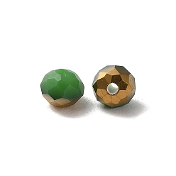 Sea Green Electroplate Glass Beads, Half Golden Plated, Faceted, Rondelle, Sea Green, 4.3x3.7mm, Hole: 1mm, 500pcs/bag