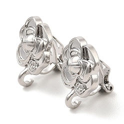 Platinum Alloy Clip-on Earring Findings, with Loops, for Non-pierced Ears, Rose, Platinum, 17x13.5x12mm, Hole: 2.5mm