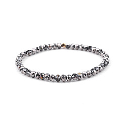 Black Gold-tone Miyuki Elastic Crystal Beaded Bracelet with Acrylic Tube Beads