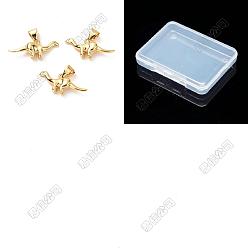 Настоящее золото 18K 16 шт. Латунные подвески, долговечный, динозавр, реальный 18 k позолоченный, 9x20.5x4.5 мм, отверстие : 3 мм, Перейти кольцо: 5x0.8 мм