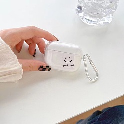Clear TPU Wireless Earbud Carrying Case, Earphone Storage Pouch, Smiling Face Pattern, for Airpods 1/2, Clear, 80x55mm
