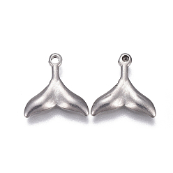 Couleur Acier Inoxydable Pendentifs en acier inoxydable anti-ternissement, forme de queue de baleine, couleur inox, 304mm, Trou: 11x11x1.5mm
