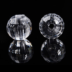 Clear Transparent AS Plastic Beads, Faceted, Round, Clear, 8mm, Hole: 1.6mm, about 2000pcs/500g