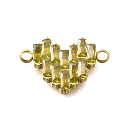 Желтый 304 подвески-сердечки из нержавеющей стали со стразами, ионное покрытие (ip), реальный 14 k позолоченный, желтые, 10x15.5x2.5 мм, отверстие : 1.4 мм