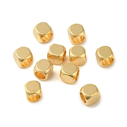 Настоящее золото 18K 201 из нержавеющей стали бусы, кубические, реальный 18 k позолоченный, 3x3x3 мм, отверстие : 1.8 мм