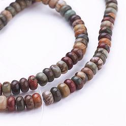 Picasso Jasper Natural Picasso Stone/Picasso Jasper Beads Strands, Rondelle, 4.5x2mm, Hole: 1mm, about 190pcs/strand, 15.1 inch(38.5cm)