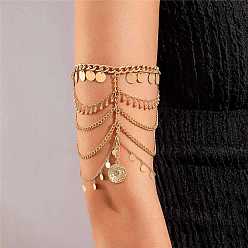 Golden Alloy Layered Arm Chains, Upper Arm Bracelet, Golden, Inner Diameter: 3 inch(7.5cm)