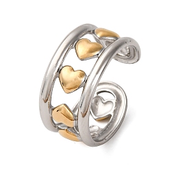 Золотой & Цвет Нержавеющей Стали 304 двухцветные манжетные кольца из нержавеющей стали, ионное покрытие (ip), золотые и нержавеющая сталь цвет, 10 мм