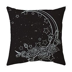 Flower Velvet Throw Pillow Covers, Cushion Cover, for Couch Sofa Bed Wiccan Lovers, Square, Flower, 450x450mm