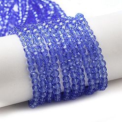 Medium Slate Blue Transparent Glass Beads Strands, Faceted(32 Facets), Round, Medium Slate Blue, 3~3.5mm, Hole: 0.6mm, about 174~175pcs/strand, 21.18~21.34 inch(53.8~54.2cm)