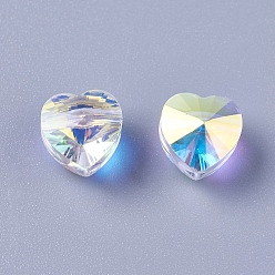 Clear AB Imitation Austrian Crystal Beads, K9 Glass, Faceted, Heart, Clear AB, 8x8x6mm, Hole: 1.2mm