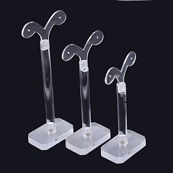 Clear T Bar Organic Glass Earring Displays Sets, Jewelry Display Rack, Jewelry Tree Stand, Clear, 11.4~15.5x5.9x3.1cm