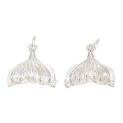 Серебро Латунные подвески с фианитами, прелести рыбий хвост, без кадмия и без свинца, стойки покрытие, долговечный, серебряные, 15x16x5 мм, отверстие : 3.5 мм