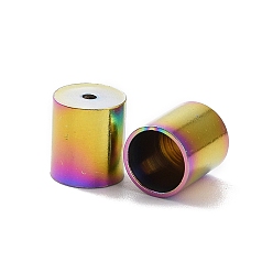 Rainbow Color Ion Plating(IP) 304 Stainless Steel Cord Ends, End Caps, Column, Rainbow Color, 8x7mm, Hole: 1.5mm, Inner Diameter: 6mm