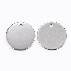 Stainless Steel Color 304 Stainless Steel Stamping Blank Tag Pendants, Flat Round, Stainless Steel Color, 20x0.5mm, Hole: 1.5mm