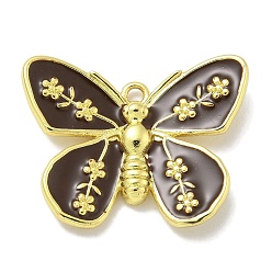 Черный Подвески из латуни с эмалью в стойку, долговечный, без свинца и без кадмия, бабочки прелести, реальный 18 k позолоченный, чёрные, 14.5x22.5x3 мм, отверстие : 1.5 мм