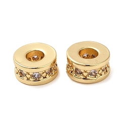 Прозрачный Стойки обшивки латунь кубического циркония бусы, долговечный, без свинца и без кадмия, реальный 18 k позолоченный, колонка, прозрачные, 6x3 мм, отверстие : 2.5 мм