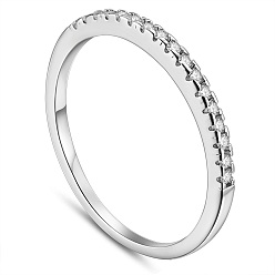 Platinum SHEGRACE Rhodium Plated 925 Sterling Silver Rings, with Grade AAA Cubic Zirconia, Platinum, Size 8, 18.4mm