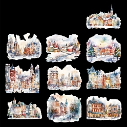Mixed Shapes 20Pcs Christmas PET Waterproof Self-Adhesive Stickers, Winter Decals for DIY Photo Album Diary Scrapbook Decoration, Mixed Shapes, 85x155x2mm, Sticker: 60x100mm