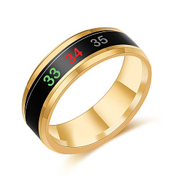 Golden Mood Ring, Titanium Steel Temperature Monitor Finger Ring, Body Temperature Display Ring, Golden, US Size 6(16.5mm)
