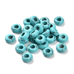 Synthetic Turquoise Synthetic Turquoise European Beads, Large Hole Beads, Rondelle, 10x4.5~5mm, Hole: 4~4.3mm
