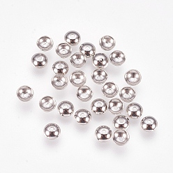 Stainless Steel Color Apetalous 201 Stainless Steel Bead Caps, Stainless Steel Color, 4x1.5mm, Hole: 0.8mm