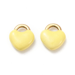 Желтый Ионное покрытие (ip) 304 брелоки из нержавеющей стали, эмалированные блестки, запирать, золотые, желтые, 11x9.5x3.5 мм, отверстие : 3.5x2.5 мм