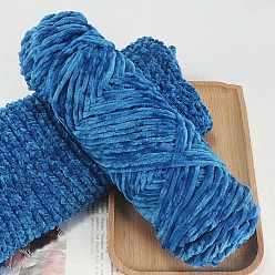 Blue Wool Chenille Yarn, Velvet Hand Knitting Threads, for Baby Sweater Scarf Fabric Needlework Craft, Blue, 3mm, about 87.49 Yards(80m)/Skein
