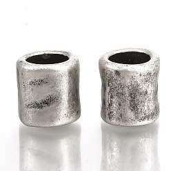 Thai Sterling Silver Plated Tibetan Style Alloy Beads, Matte Style, Cadmium Free & Nickel Free & Lead Free, Column, Thailand 925 Sterling Silver Plated, 9x8mm, Hole: 5mm