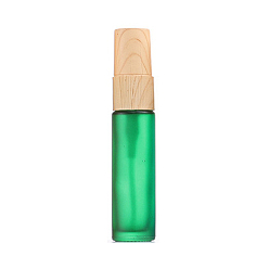 Medium Sea Green Empty Portable Frosted Glass Spray Bottles, Fine Mist Atomizer, with Wooden Dust Cap, Refillable Bottle, Medium Sea Green, 9.6x2cm, Capacity: 10ml(0.34fl. oz)