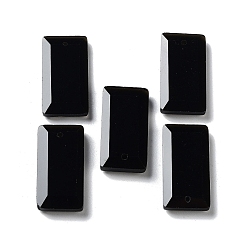 Obsidian Natural Obsidian Pendants, Faceted Rectangle Charms, 25x13x4~4.5mm, Hole: 1mm