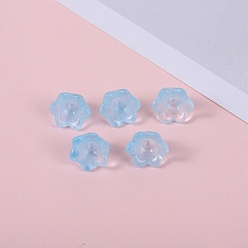 Light Sky Blue Glass Beads, Lily Flower, Light Sky Blue, 12x8mm, Hole: 1.4mm