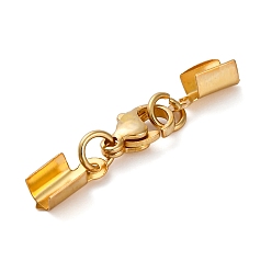 Золотой 304 нержавеющая сталь застежка когтя омара, с двойными концами шнура, золотые, 34 мм