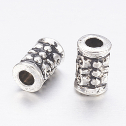 Antique Silver Tibetan Style Alloy Beads, Lead Free & Nickel Free & Cadmium Free, Tube, Antique Silver, about 5mm wide, 7.5mm thick, Hole: 2mm