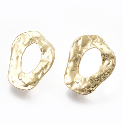 Real 18K Gold Plated Brass Stud Earring Findings, with Loop, Real 18K Gold Plated, 17.5x14.5mm, Hole: 2.5mm, Pin: 0.7mm