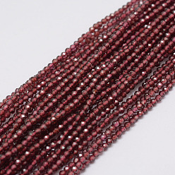 Garnet Natural Garnet Beads Strands, Round, Faceted, 2mm, Hole: 0.5mm, about 197pcs/strand, 15.7 inch(40cm)