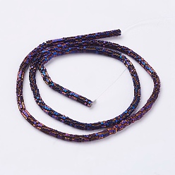 Purple Plated Electroplate Non-magnetic Synthetic Hematite Bead Strands, Cross, Purple Plated, 3x3x1mm, Hole: 1mm, about 407pcs/strand, 15.7 inch