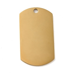 Golden Ion Plating(IP) 304 Stainless Steel Pendants, Stamping Blank Tag, Rectangle Charm, Golden, 39x22x1.5mm, Hole: 3mm