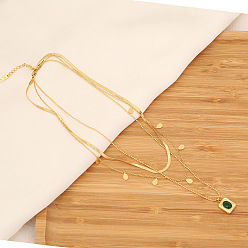 1# Stylish Stainless Steel Grand Emerald Necklace for Chic Lockbone Look - N1003