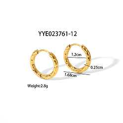 Золотой 304 кованые серьги-кольца из нержавеющей стали, золотые, 16.8x12x2.5 мм