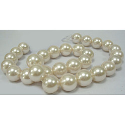 Floral White Shell Pearl Beads Strands, Grade A, Polished, Round, Floral White, 10mm, Hole: 0.8~1.0mm, about 38pcs/strand